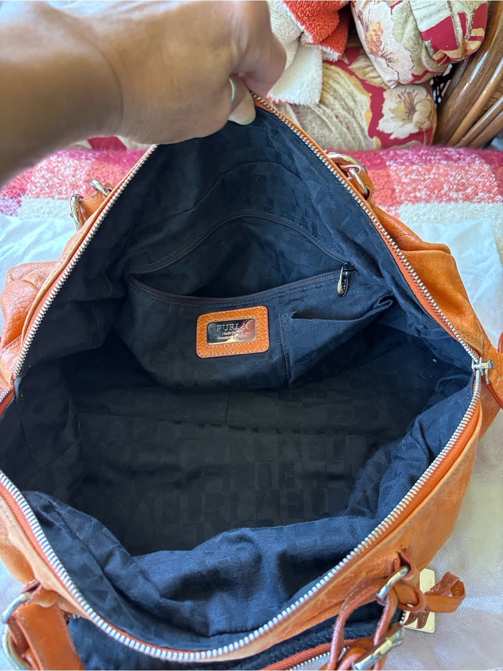 Vintage Furla Orange Leather Satchel Bag - Picture 8 of 8